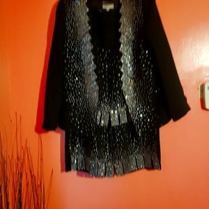 BLACK AND SILVER SKIRT SUIT